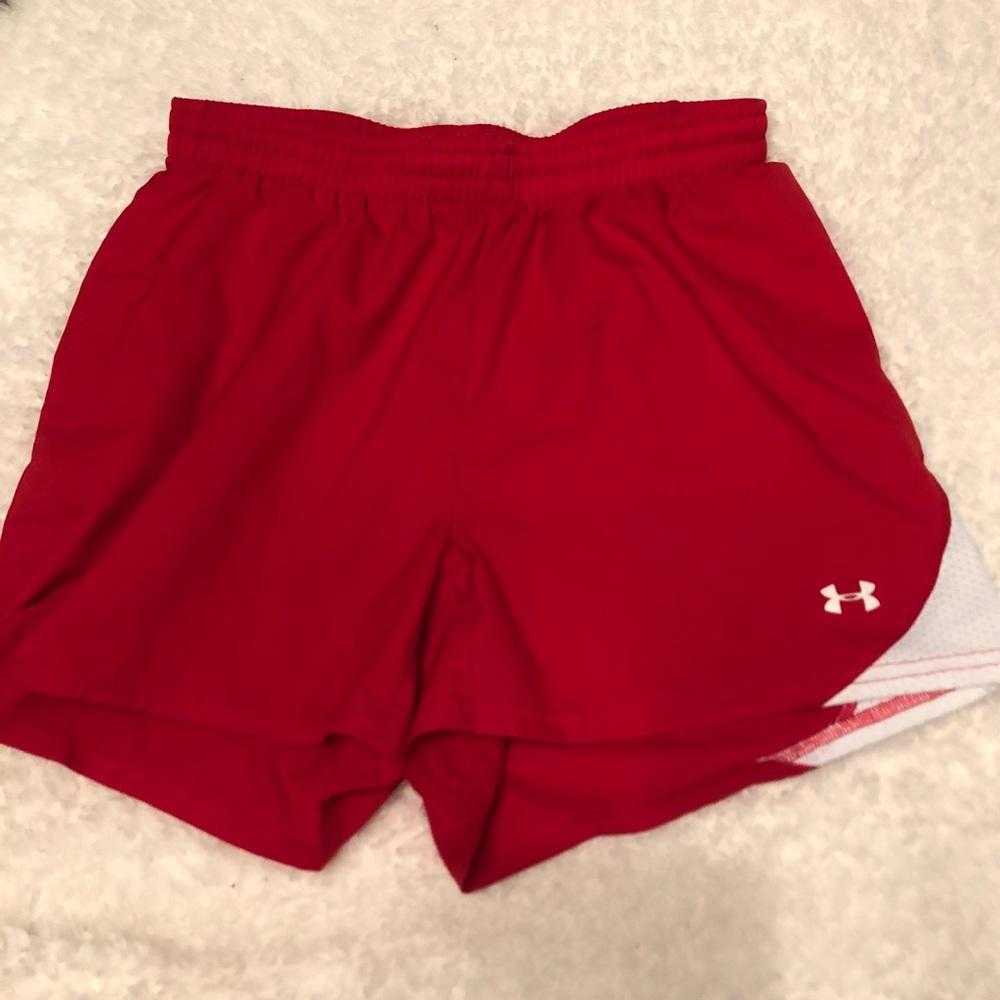 Under Armour red running shorts!